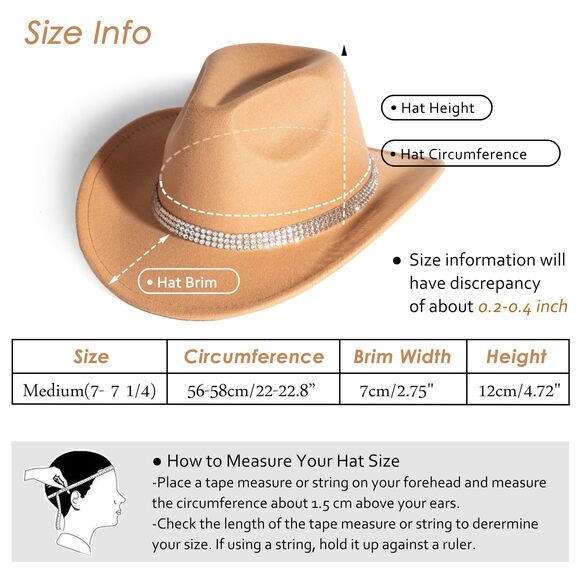 5982 Shiny Rhinestone Cowgirl Hat Glitter Western Party Fedora Cowboy